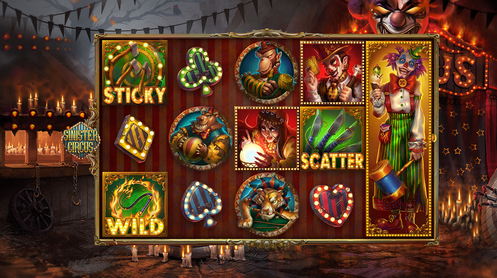 Sinister Circus slot machine art