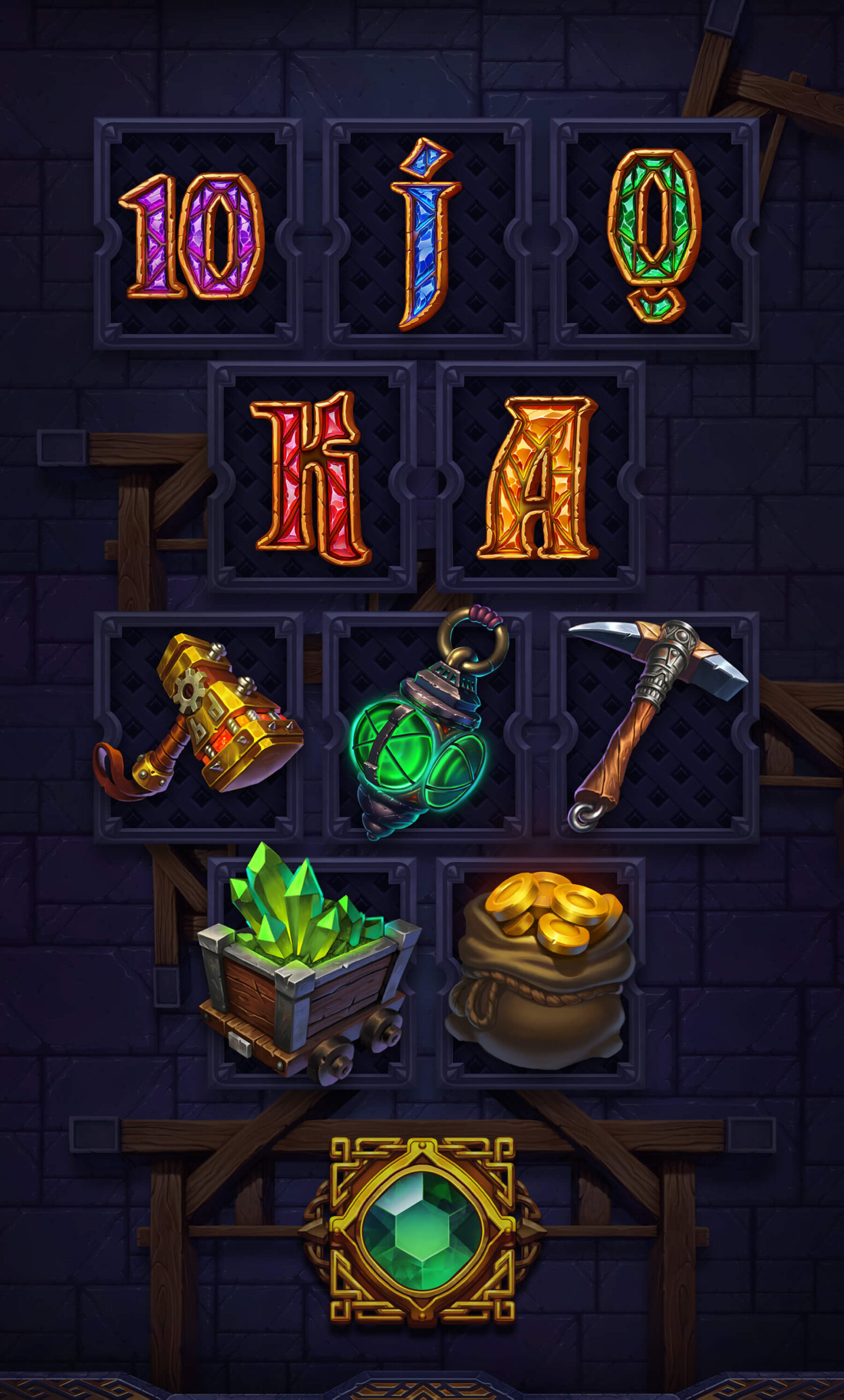 Dwarven Gems slot machine symbols