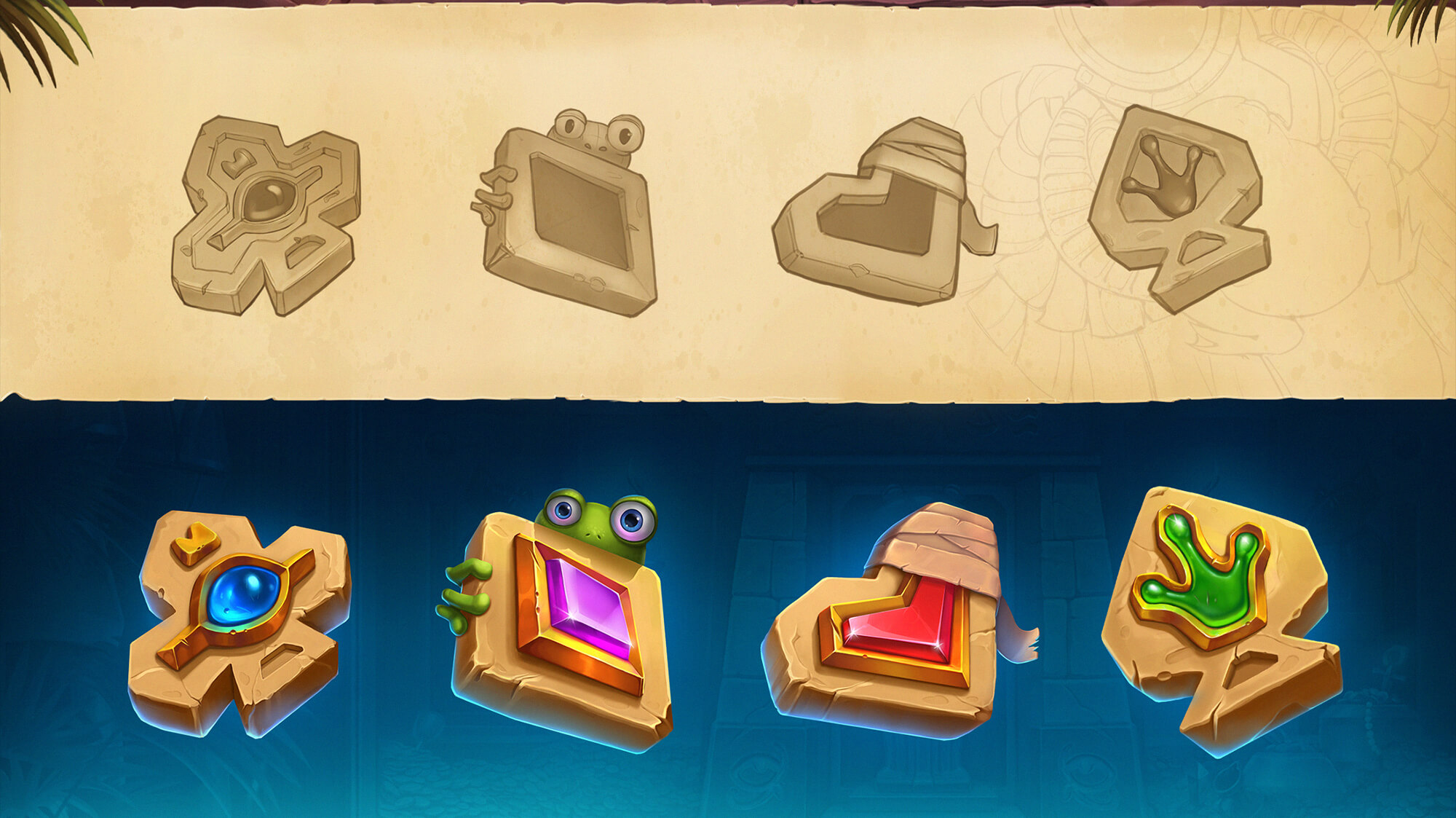 Mummy Frog slot machine symbols