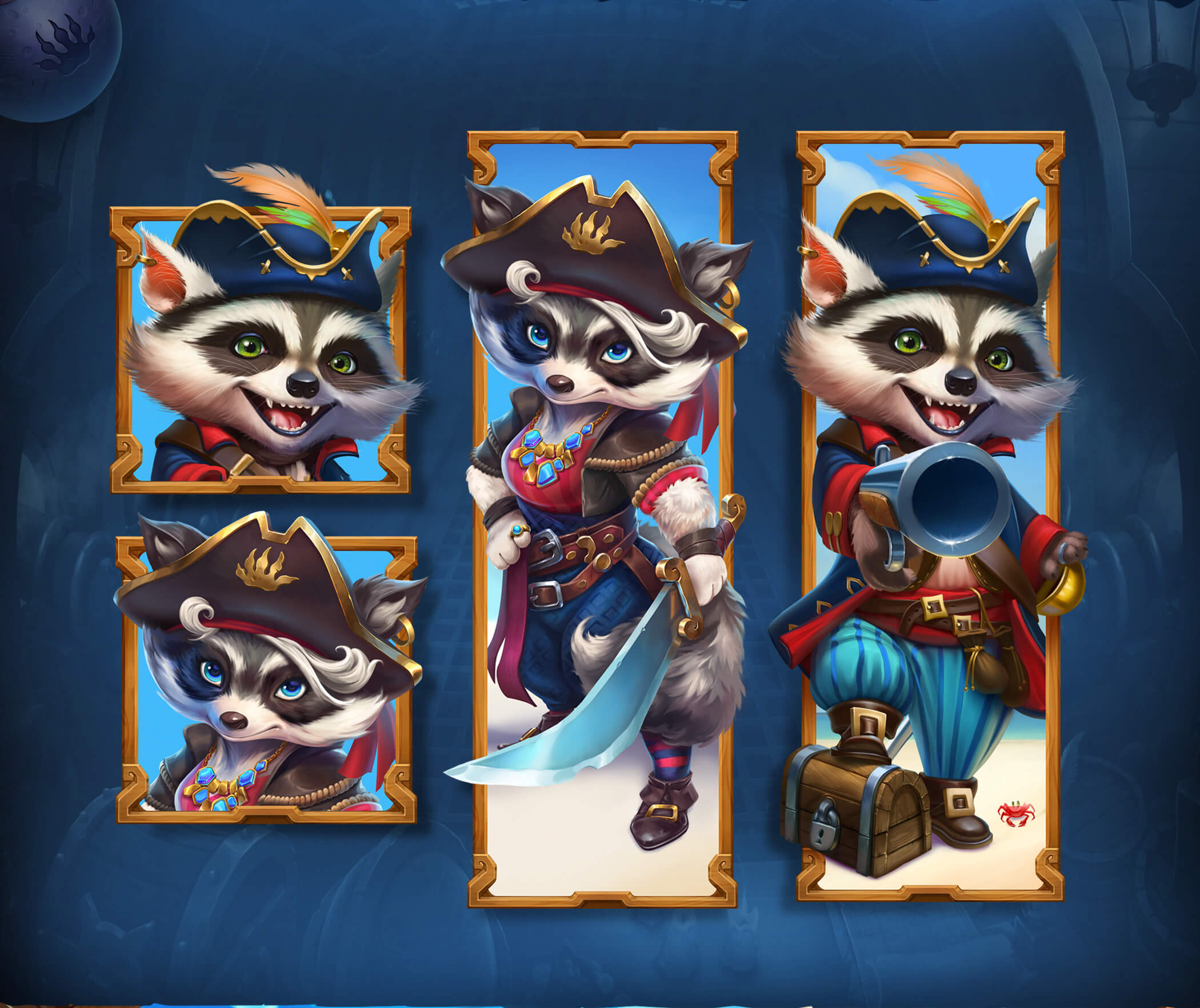 Lootin’ Raccoons slot character design