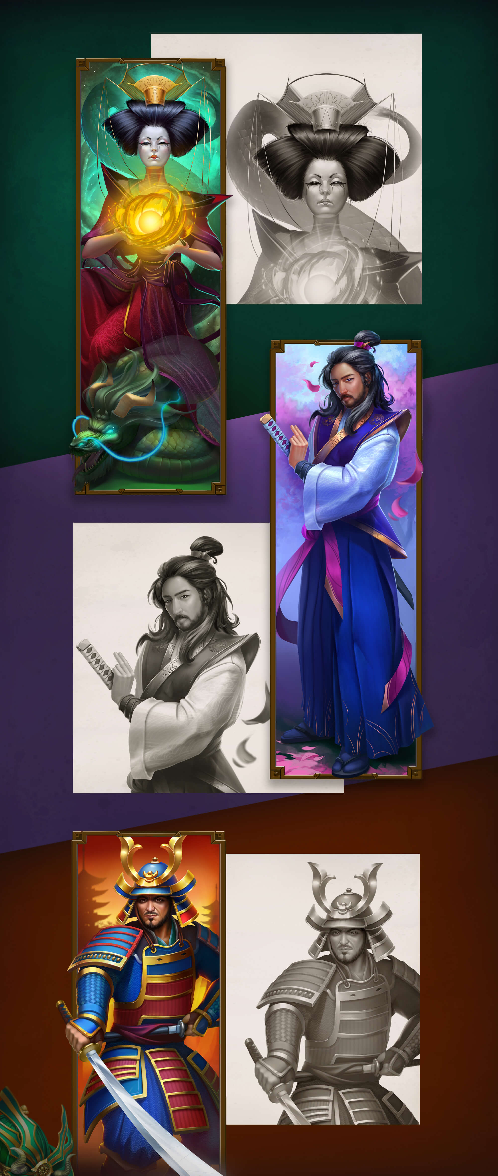 Secrets Of Samurai slot character design